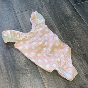 4T swimsuit bathing suite pink polkadot with ruffles